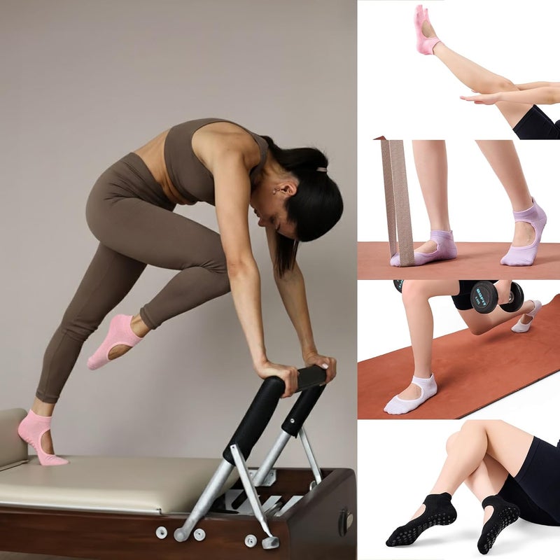 CoolMate Store Pilates Socks with Grips for Women, Yoga Socks, Crew Non Slip Women for Barre, Pilates Gifts - Image 2